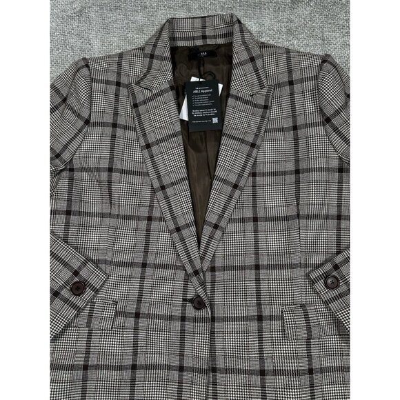 Able Blazer Womens 2X Brown Houndstooth Glen Plaid Elma Structured Relaxed Fit - Picture 3 of 9